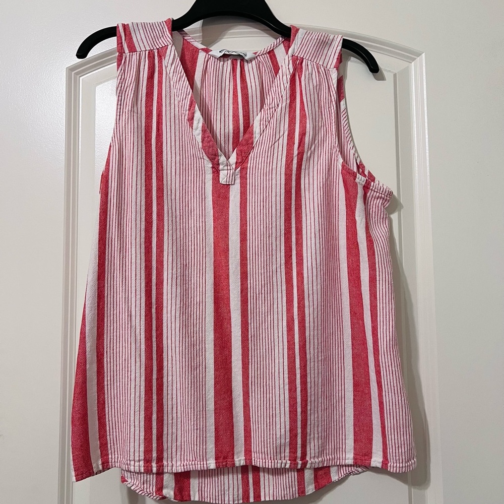 Sonoma Red and White Sleeveless Top